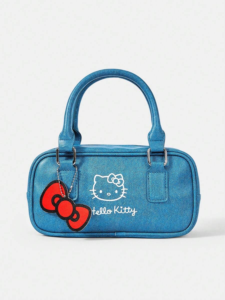 HELLO KITTY AND FRIENDS | SHEIN Tas Tangan Lucu dengan Liontin Pita Biru Denim - Biru - View 1
