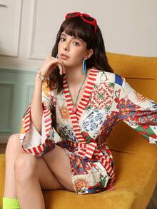 Chillnights 女士年轻花卉图案泡泡绉纱睡袍 - 彩色 - 查看 3