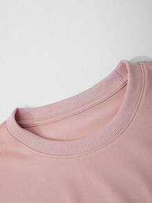 Manfinity Homme Bộ đồ nam cỡ lớn gồm áo thun ngắn tay cổ tròn màu trơn và quần short, thích hợp mặc hàng ngày. - Bụi hồng - Xem 5