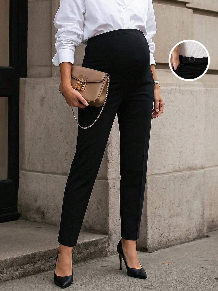 MaterniWear Maternidad Pantalones de cintura ajustable - Negro - Ver 1
