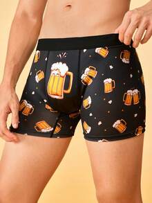 Notgurli Bóxers casuales de media cintura para hombres, con estampado, efecto colorblock, cómodos y de estilo urbano - Negro - Ver 5