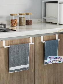 1PC Cabinet Door Towel Rack - Punch-Free Space-Saving Hook, Door-Mounted, Suitable For Kitchen, Bathroom, And Cabinets - Can Hang Towels And Rags - Easy Installation, Kitchen Organization, Bathroom Storage, Modern Home Accessories - Multicolor - View 3