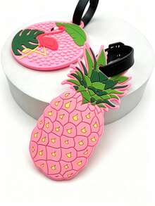 Joivida 1/2Pcs Tropical Luggage Tags, Cute Pineapple & Flamingo Silicone/PVC Suitcase Tags, Anti-Lost Travel Baggage ID Tags, Waterproof Soft Rubber Name Labels With Adjustable Strap, Perfect For Travel Accessories, 2 Styles Optional - Multicolor - View 7