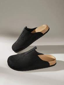Solecia Giày da lộn màu kaki, kiểu dáng trễ vai, đế dày, thích hợp đi làm. - màu đen - Xem 6