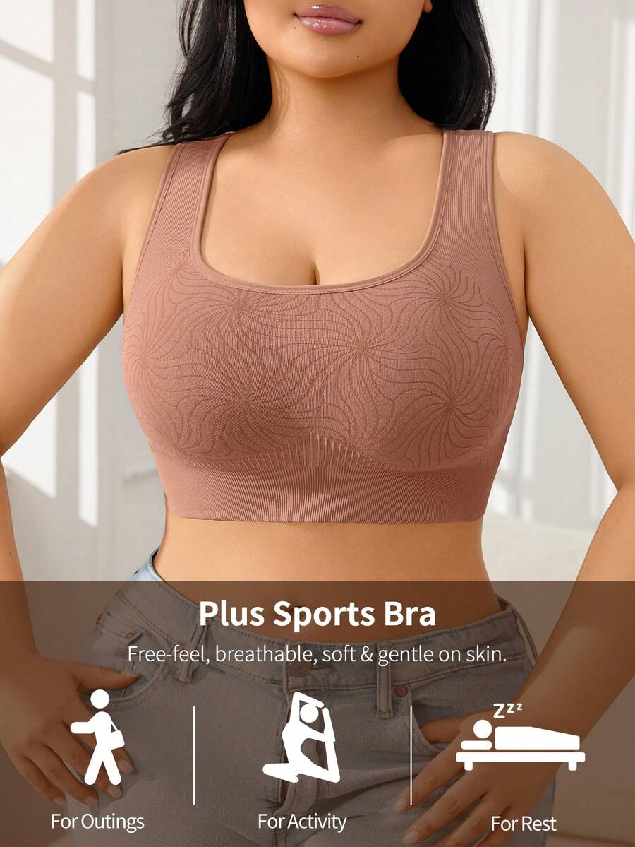 SHEIN 1 chiếc áo ngực thể thao không đường may dành cho nữ, cỡ lớn, thích hợp mặc ngoài. - Màu nâu Mocha - Xem 1