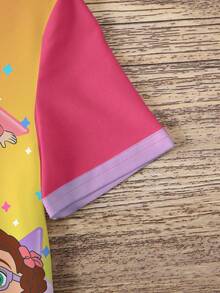 CoComelon X SHEIN Vestido con estampado de dibujos animados degradado para niña joven - Blanco - Ver 5