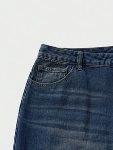 AXEPEAK Quần jeans nam ống rộng dáng suông, đa năng, có túi. - Màu xanh lam - Xem 4