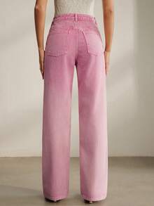 Anewsta Quần jeans cotton màu hồng tím chuyển sắc thời trang - Đỏ - Xem 7