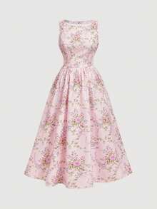 SHEIN MOD Đầm dự tiệc thanh lịch in hoa, eo nhún bèo dành cho nữ cỡ lớn - Nhiều màu - Xem 6