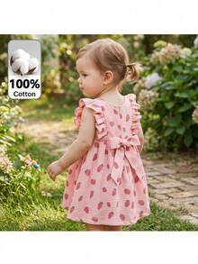 Loomiva Vestido de niña con estampado floral, cuello redondo, sin mangas y cintura - Rosa - Ver 2