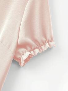 Linhara Fashionable Casual French Retro Elegant Comfortable Commuting Ruffle Collar Blouse - Pink - View 5