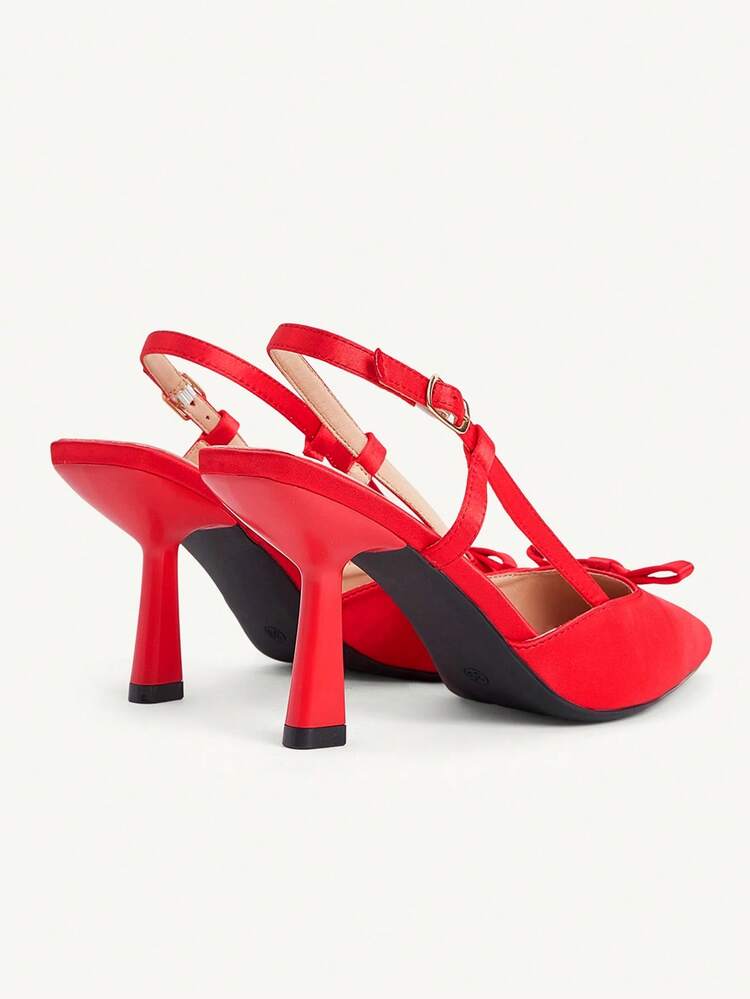 CUCCOO CHICEST Women's Faux Pearl Bow Decor Comfortable Versatile High Heel Pumps Summer Shoes Summer Break Easter Prom Heels For Christmas Elegant Shoes Wedding Shoes Summer Shoes Bride Shoes