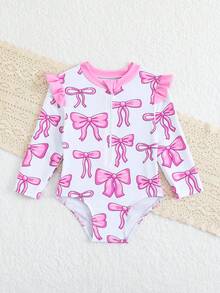 SHEIN Áo tắm liền thân tay ngắn xếp bèo in hình bướm cho bé gái, có khóa kéo, áo tắm dài tay cho bé gái, áo tắm dài tay cho bé gái, áo tắm dài tay cho bé gái, áo tắm dài tay cho bé gái, áo tắm dài tay cho bé gái, áo tắm dài tay cho bé gái - Hồng - Xem 5