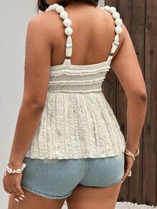 Sunnyshic Textured Twist Camisole Tank Top, Unique Design, Sexy Slim Fit Cropped Vest For Summer Gym Brown - Apricot - View 2