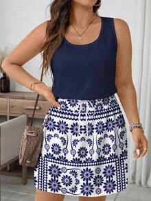 EMERY ROSE Vestido de longitud completa minimalista y casual de talla grande - Multicolor - Ver 3