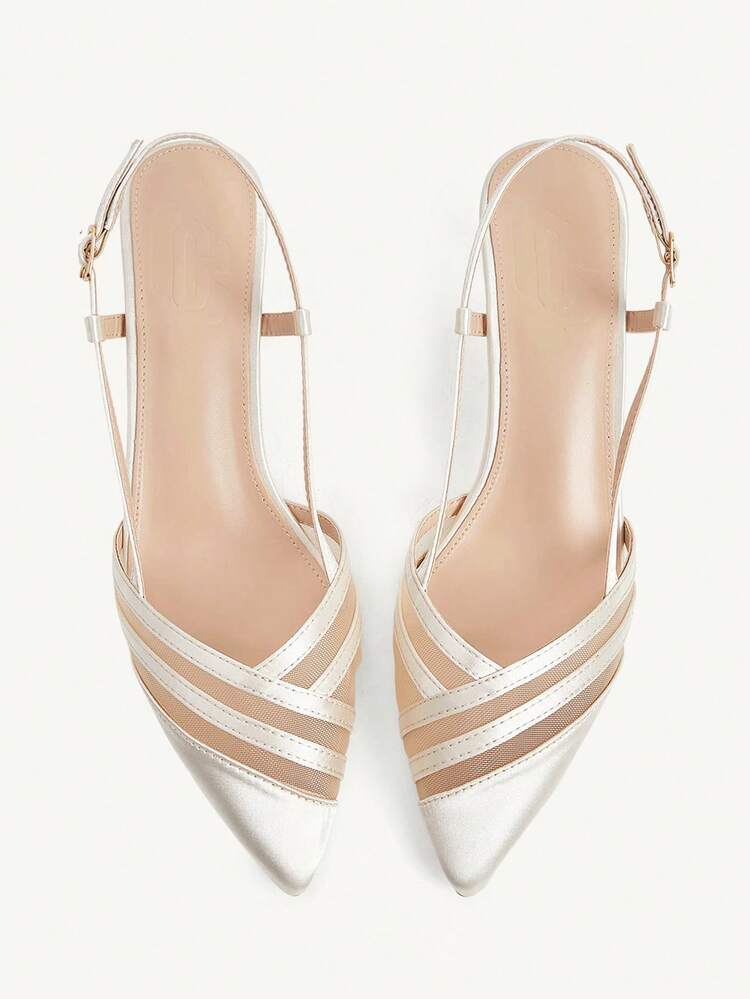 CUCCOO CHICEST Women's Pointed Toe Stiletto Heel Pumps With Mesh Panels, Elegant Commuting Romantic Fashion Comfortable Shoes, Beige Mesh Faux Suede, Suitable For Work, Date, Formal Occasions, Christmas, Thanksgiving, New Year