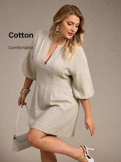 Auralis Plus-Size Women's White Dress, Medium Sleeve Dress,Vacation Outfits Woman Casual Dresses For Woman Modest Dresses For Women Mini Skirts Going Out Dress,Cute Dress