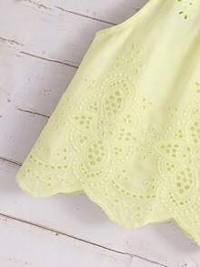 SHEIN 女童纯色圆领无袖修身休闲背心 - 芥末黃 - 查看 3