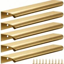 5PCS Brushed Gold Cabinet Handles, Suitable For Cabinets And Wardrobes, Sizes: 8cm/3.15in, 12cm/4.72in, 15cm/6in, 20cm/7.87in, 30cm/11.8in, Kitchen Cabinet Pulls, Drawer Pulls, Modern Concealed Aluminum Handles For Wardrobe Doors, Brushed Gold - Gold - View 17