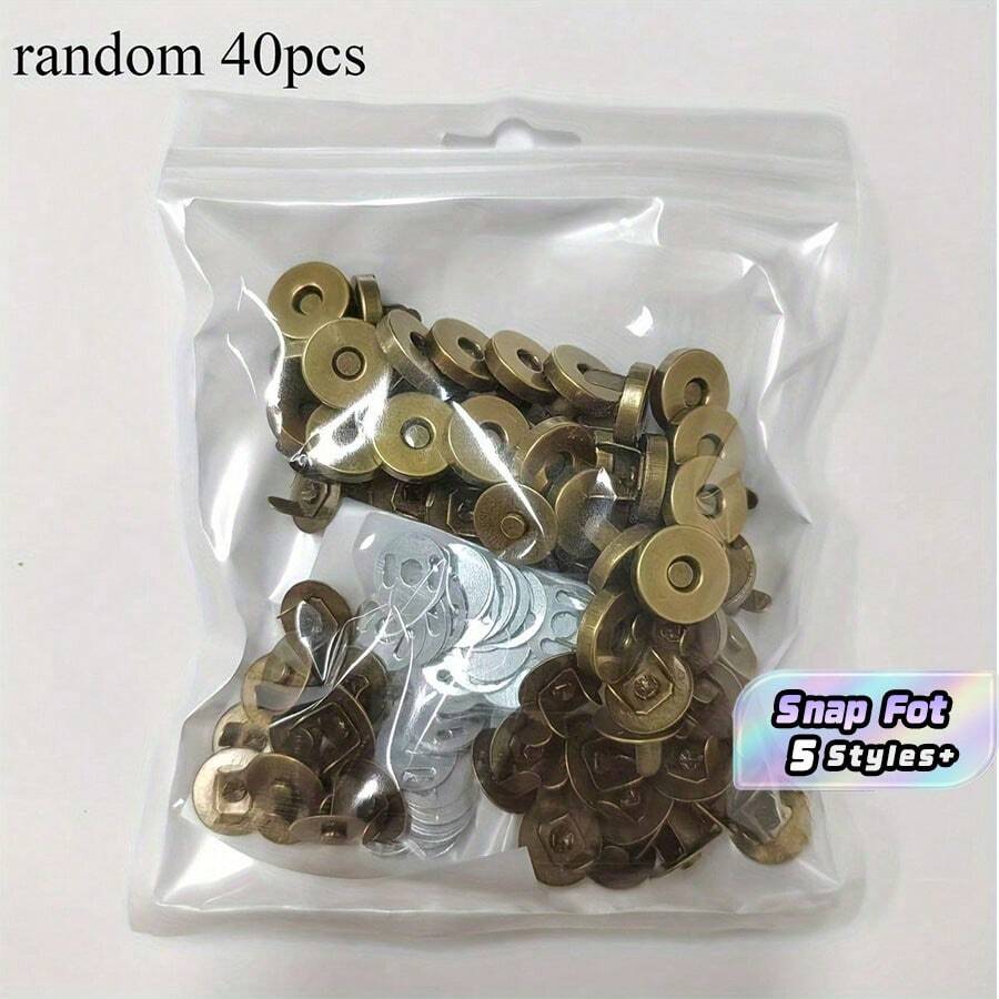 40个装磁性纽扣,颜色多样,缝纫按扣,适用于工艺品、钱包、包袋、服装、皮革制品,铜质,超强磁力,美术工艺用品 - 多色 - 查看 1