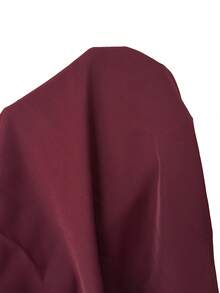 Feyla Women's Solid Color Ruffled Neck Pleated Design Sleeveless Elegant Mid-Length Dress Party Burgundy Summer - Burgundy - View 7