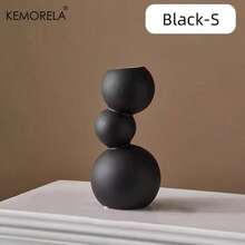 Cirelle 1 pieza Jarrón cerámico esférico moderno en blanco y negro, utilizado para decoración de bolas suaves, adorno cerámico, arreglo floral hidropónico, soporte para flores secas, decoración de jarrón de interior, ornamento de mesa para manualidades y soporte de TV, muy adecuado para decoración del hogar, apto para sala de estar, dormitorio, estudio, oficina y otras ocasiones - Jarrón mate - Ver 8
