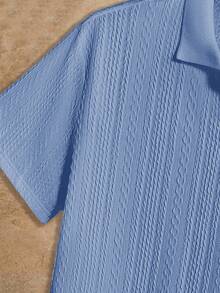 Manfinity VCAY Men's Versatile Knit Casual Polo Short Sleeve Shirt - Blue - View 4