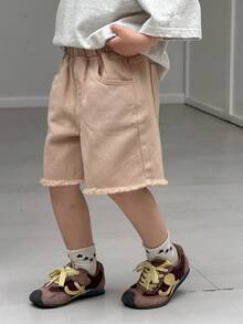 Dazy Kids Boys Casual Distressed Denim Shorts, Loose Fit - Khaki - View 8