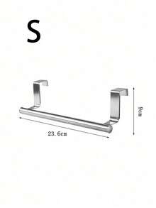 1pc,Household Towel Rack Non-Punched Wall Hanging Behind The Door Storage Rack Non-Nailed Single Pole Towel Rack Rag Hanging Rod,Kitchen Organization And Storage - Silver - View 12