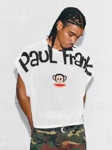 Paul Frank X SHEIN 男士字母卡通印花休闲百搭日常上衣 - 白色 - 查看 4
