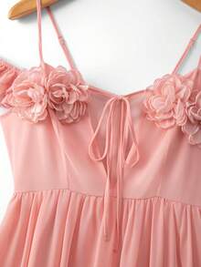 GlowEve CURVE Plus Size Romantic Floral Dress, Waist Cinching, Versatile, Flattering, French Style Vacation Dream - Pink - View 7
