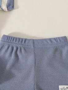SHEIN Playful Pals 婴儿撞色拼接Polo领短袖套装 - 藍色 - 查看 7