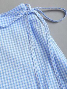 Sweetra Falda de encaje con parches, nueva llegada primavera/verano 2026, de moda y elegante, adecuada para atuendos diarios y de oficina - Azul - Ver 6