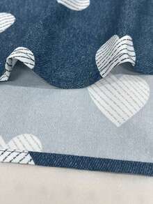 Resyla Áo sơ mi denim in hình trái tim dành cho nữ, kiểu dáng rộng rãi, tay ngắn, cài cúc, phong cách preppy, hàng mới về năm 2026, thích hợp mặc hàng ngày và đi nghỉ mát. - Nhiều màu - Xem 4