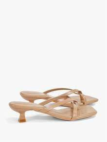 Alvarani Nuevas sandalias de verano para mujer de unicolor, zapatos elegantes de vacaciones, sandalias casuales de playa con tacón alto, tacones fáciles de poner de moda para vestir - Albaricoque - Ver 10