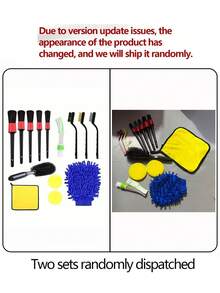 Multifunctional Car Detailing Kit, Car Cleaning Brush Set With Wheel Brushes, Air Vent Brush, Buffing Sponge Pads, Washing Mitt, And Cleaning Cloth - Set of 14 - View 12