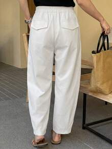 Vivie Lora Solid Color Loose Cropped Pants, Elegant And Formal Summer Wear For Middle-Aged And Elderly Women - White - View 7