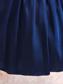 Girls' Navy Blue Formal Dress, Luxurious Satin Spaghetti Strap Dress, Lightweight And Soft Fabric, Suitable For Vacation, Graduation, Back To School, Wedding Season, Formal Events And Parties - White - View 6