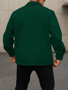 Manfinity Homme Plus Size Men's Solid Color Long Sleeve Wool Shacket - Green - View 2