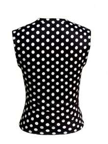 Rina Fox Camiseta ajustada de mujer con escote en V profundo y estampado de lunares, para verano - Multicolor - Ver 5