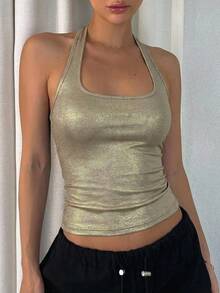 DAZY Women's Backless Camisole - Gold - View 3