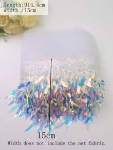 1PC New Sparkly Sequin Mesh Tassel Fringes DIY Stage Performance Costume Curtain Decorative Fabric, In Stock, Length: 30ft, Width: 6in - multicolor - View 13