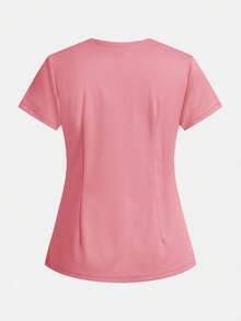 TaskEZ 3pcs Women's Basic V-Neck Double Pocket Short Sleeve Scrub Uniform Set - Multicolor - View 8