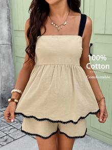 SHEIN Bộ 2 quần short bầu thêu họa tiết, cạp chun điều chỉnh được, kiểu dáng giản dị và đa năng. - Nhiều màu - Xem 2