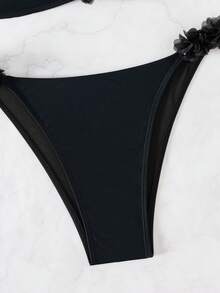 Swim Basics 女士度假沙滩花卉装饰泳装套装 - 黑色 - 查看 7