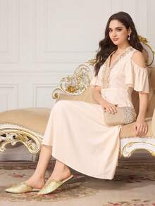 CUCCOO TILAWA Ladies' Fashionable And Elegant Rhinestone Pointed, Women's Flat-Soled Shoes, Suitable For Banquets, Parties, Daily And Other Occasions - Gold - View 4