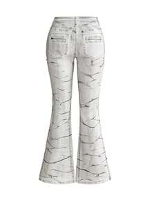 ROMWE Y2K Vintage Style Washed Skinny Flare Jeans - White - View 2