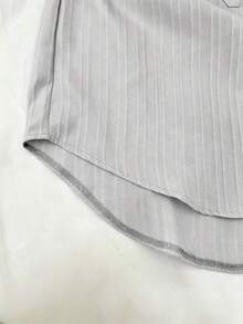 INAWLY Camisa blanca a rayas con cuello bordado, blusa suelta y casual de manga 3/4 con textura para mujeres - Gris - Ver 5
