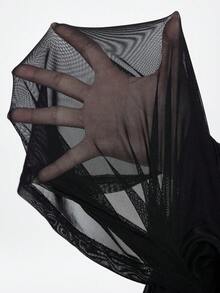 ROMWE Đầm ngắn nữ kiểu cánh dơi, hở lưng gợi cảm phong cách Gothic, thích hợp cho kỳ nghỉ xuân/hè. - màu đen - Xem 11