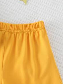 2pcs/Set Baby Boy Black Summer Casual Birthday Outfit,Soft Vacation Clothes For Spring&Summer - Yellow - View 3